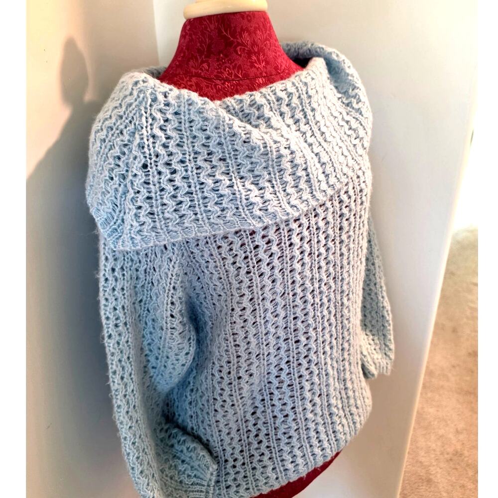 Mayuki Powder blue knit cowl neck sweater